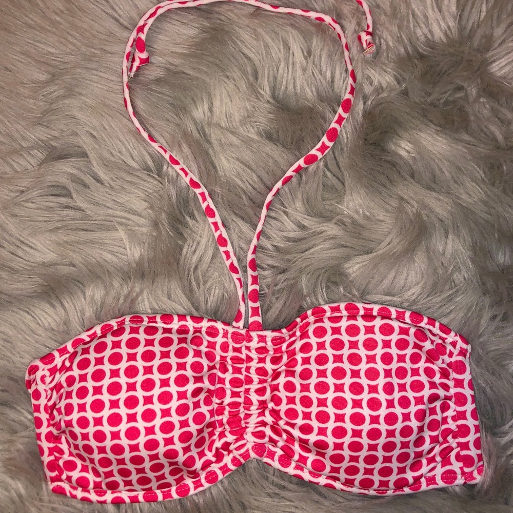 pink & white bikini top